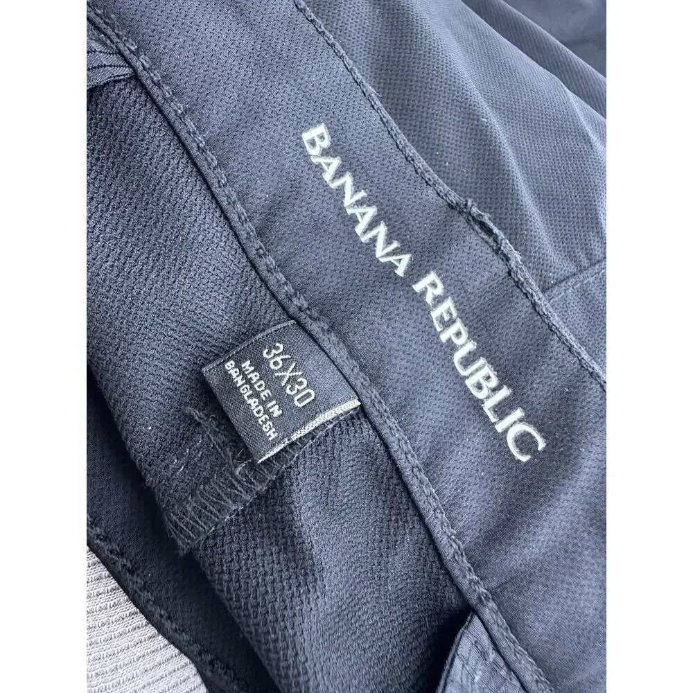 Banana Republic Side 36 Men Black Dress Pants Straight Leg 29” In Stretchy 6-3